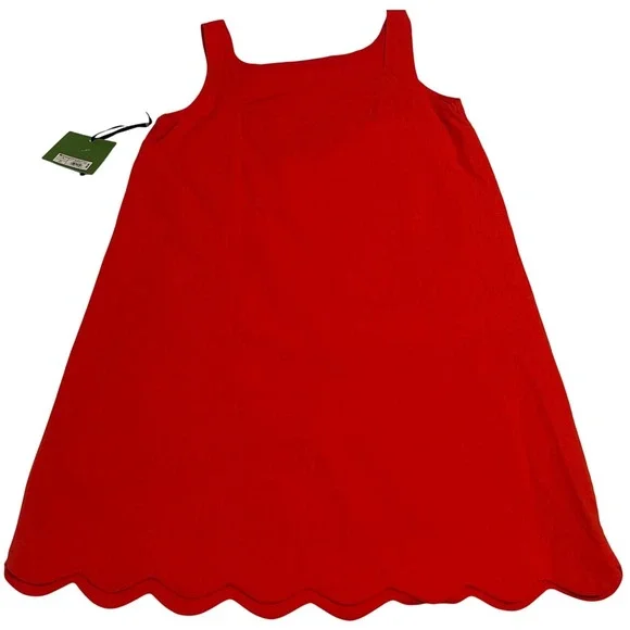 00681 Kate Spade New York Scallop Hem A Line Dress Sleeveless Square Neck Size S - Picture 6 of 11